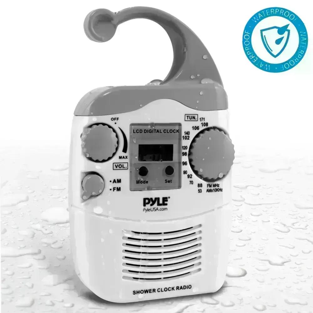 PSR6 Pyle Hanging Waterproof AM/FM Shower Clock Radio