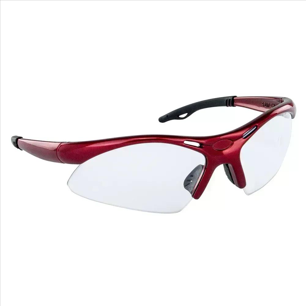 SAS Safety Diamondback Safe Glasses w/ Red Frame and Clear Lens