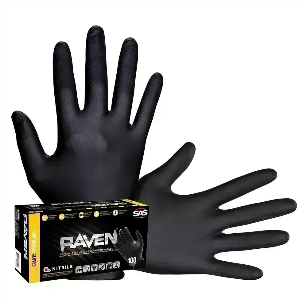 SAS Safety Raven Black 6mil PF Nitrile Gloves  XL (pk of 100)