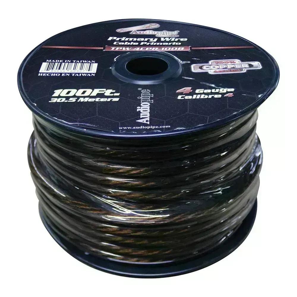 TPW4CPR100B Audiopipe 4 Gauge 100% Copper Series Power Wire - 100 Foot Roll - Black PVC outer-jacket