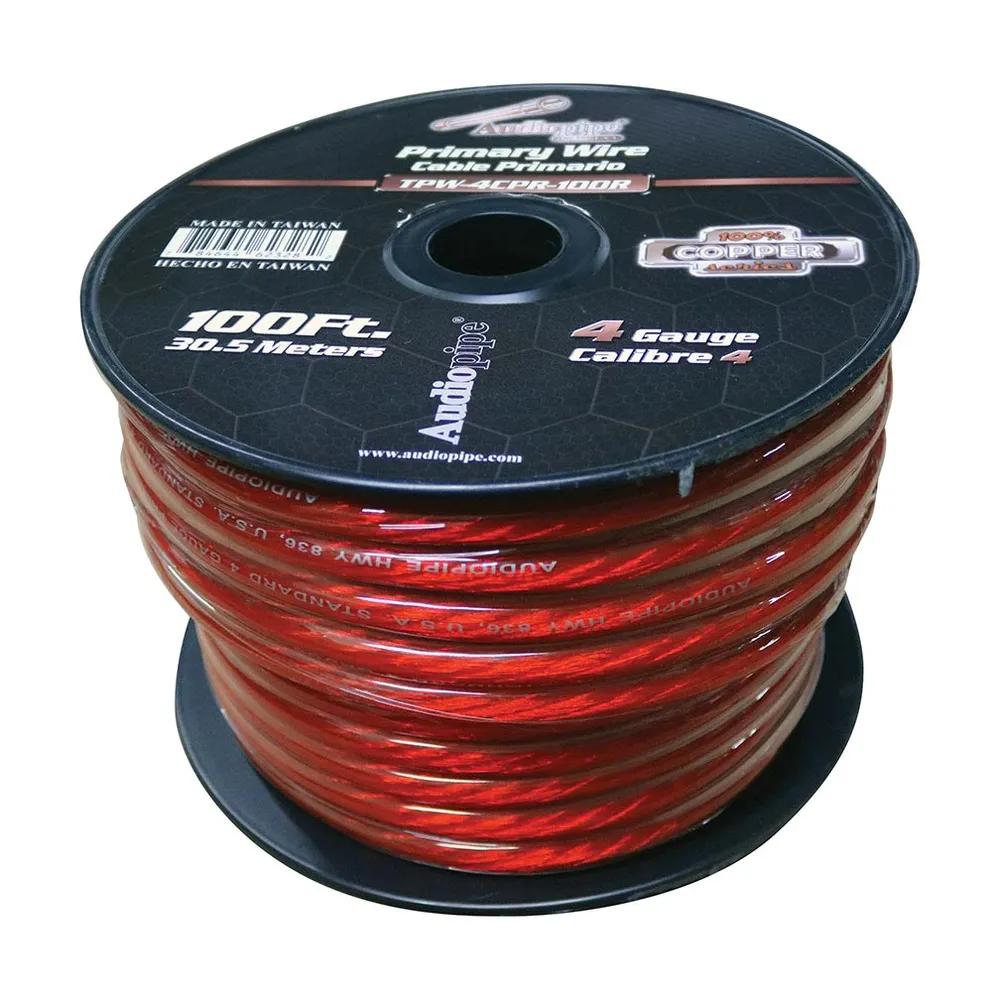 TPW4CPR100R Audiopipe 4 Gauge 100% Copper Series Power Wire - 100 Foot Roll - Red PVC outer-jacket