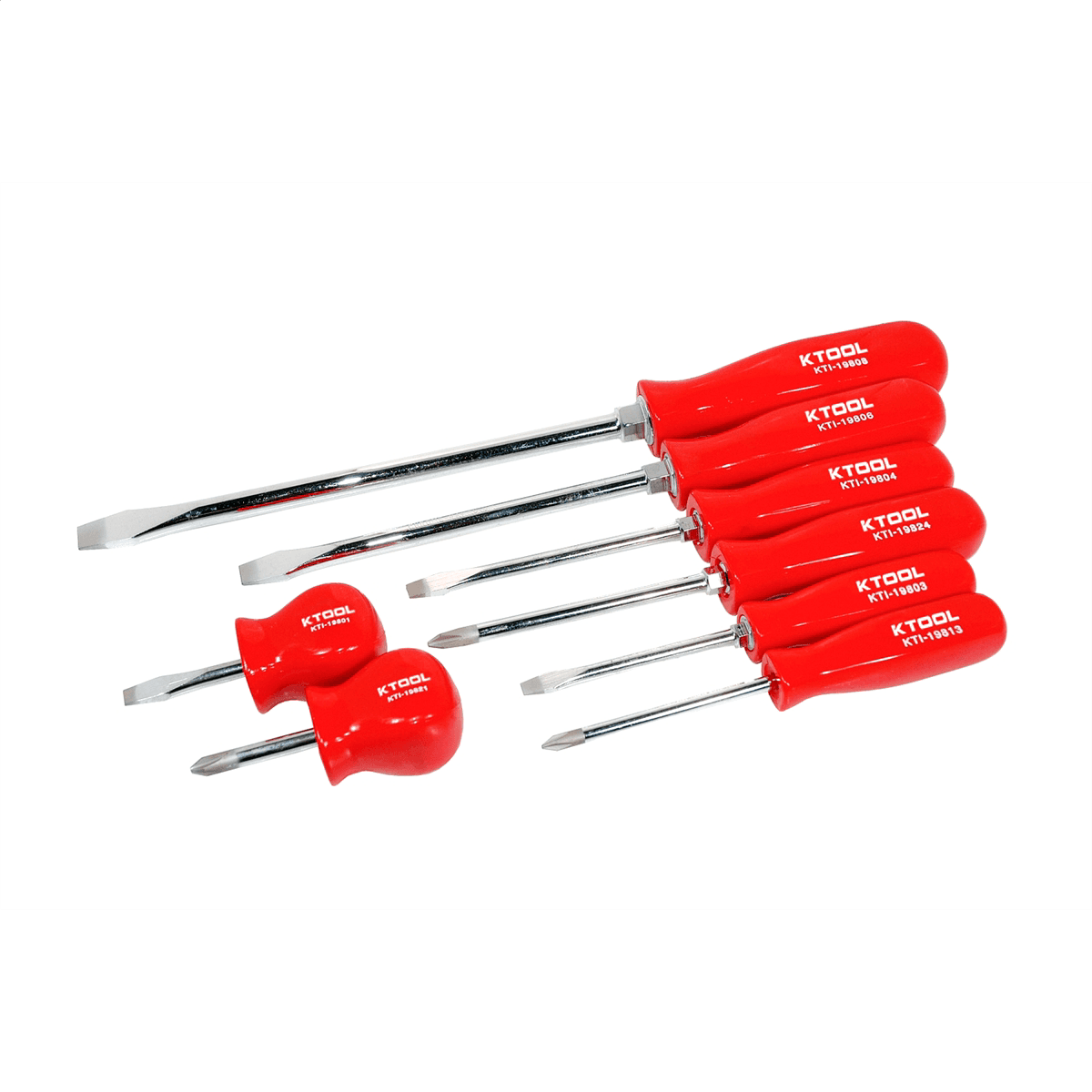 19800 SCREWDRIVER SET PHILLIPS & SLOTTED 8PC RED